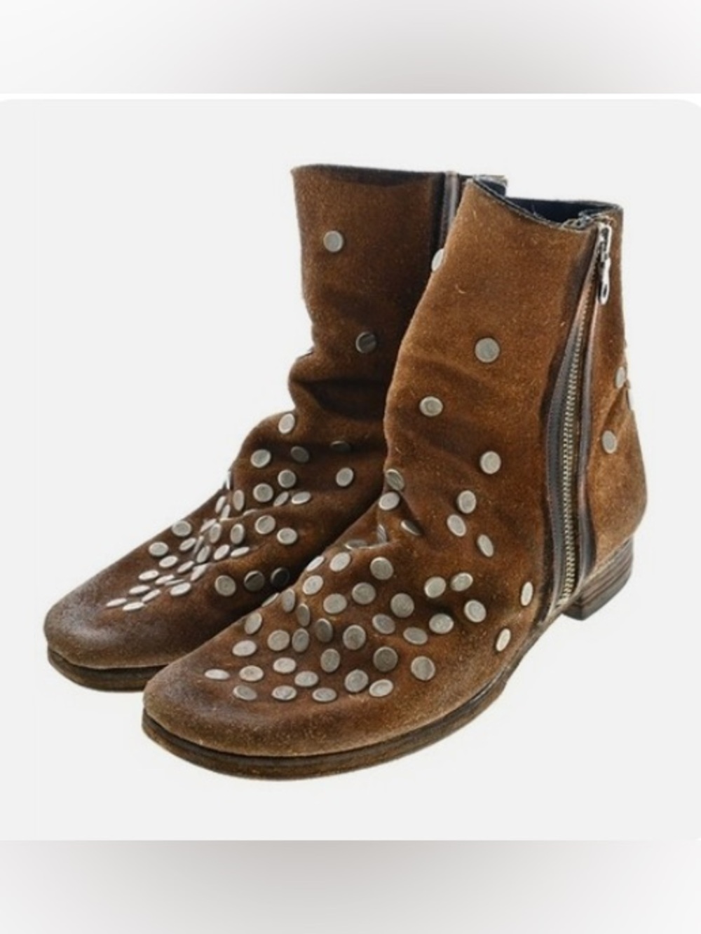 Women’s Brown Studded Suede Ankle Boots